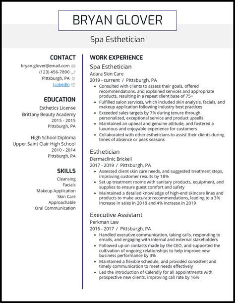 7 Esthetician Resume Examples That Work In 2024