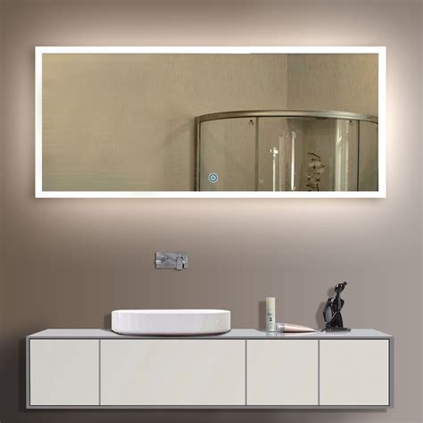 H framed rectangular led light bathroom vanity mirror in silver. DECORAPORT 84 Inch Large Rectangle Bathroom Mirrors, Hotel ...