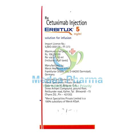 Erbitux 500mg Inj Cetuximab Merck At Rs 1000piece Cetuximab In Surat