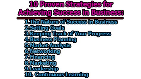 10 Proven Strategies For Achieving Success In Business