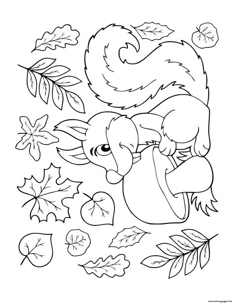 Fall Squirrel Coloring Page Coloring Pages