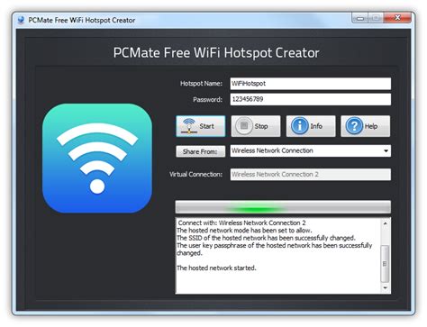 PCMate Free WiFi Hotspot Creator - Free WiFi Creator - Create Virtual WiFi Router
