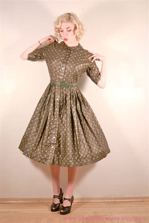 R E S E R V E D Vintage 1950s Dress 50s Green Paisley Etsy