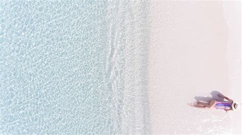 Hd Wallpaper Aerial View Photography Of Woman Sunbathing On Seashore