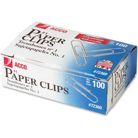 Acco Premium Paper Clips Smooth 1 Silver 100box 10 Boxespack