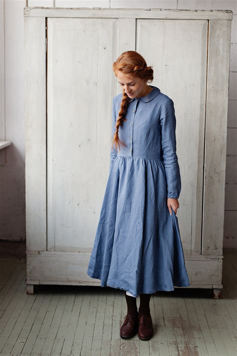 Modest Dress Pale Blue Prairie Dress Maxi Work Dress