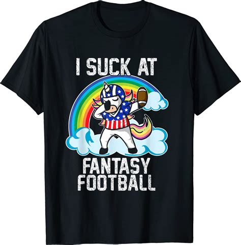 I Suck At Fantasy Football Usa Dabbing Unicorn Rainbow Loser T Shirt