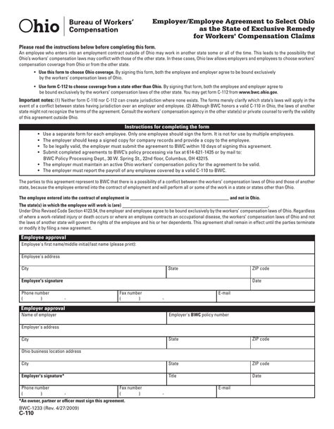 Form C 110 Bwc 1233 Fill Out Sign Online And Download Printable