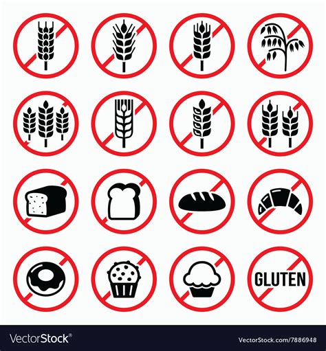 Gluten Free Signs No Wheat No Bread No Cake Vector Image