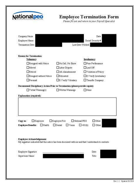 Employee Termination Form 2 Free Templates In Pdf Word Excel Download