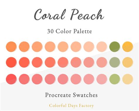 Coral Peach Color Swatches Procreate Color Palette Instant Etsy Canada