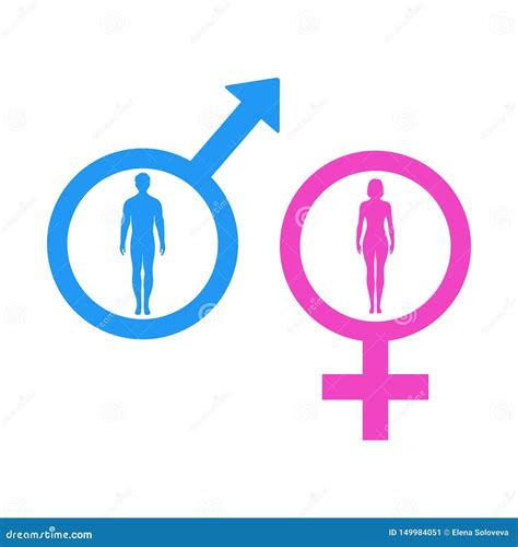 Male And Female Pink And Blue Set Of Gender Symbols On A White