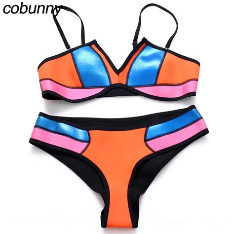 Cobunny 2017 Unique Patchwork Bikini Style Swimsuit Strapless Bikinis Sexy Bathing Suit Women