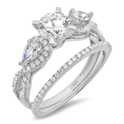 Clara Pucci 18K White Gold 1 925 Synthetic Moissanite Engraveable