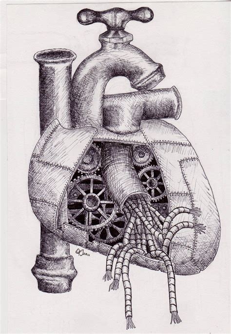 mechanical heart - Google Search | Drawings, Illustration design, Heart