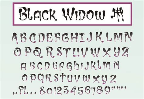 Black Widow Letters Stencil Design From Stencil Kingdom