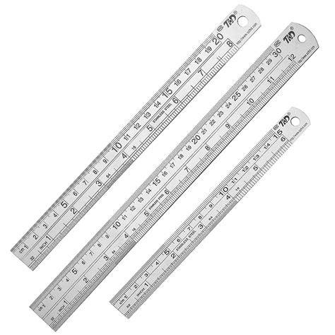 Metal Ruler Set 6812 Inch Stainless Steel Double Side Straight Edge