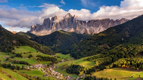 Wallpaper Nature Landscape Italy Dolomites Mountains Sky Clouds