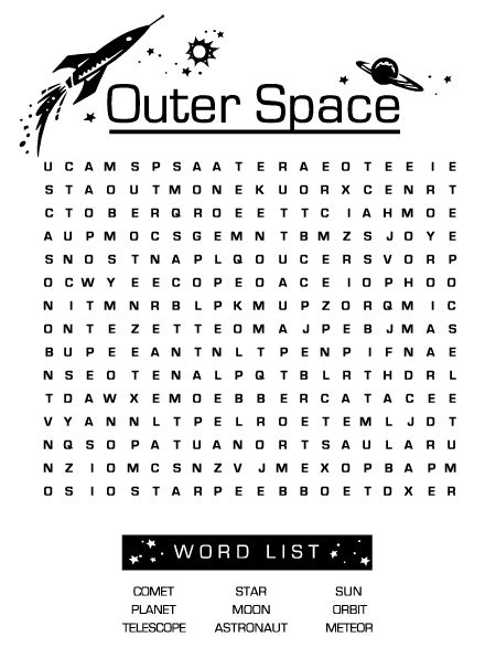 Christian Kids Fun Space Word Search