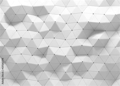 White Polygonal Triangle Geometric Texture 3d Rendering Background
