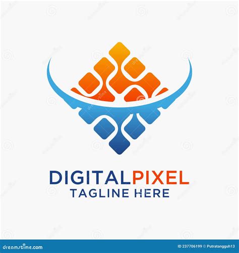 Abstract Digital Pixel Logo Design Stock Vector Illustration Of Clean