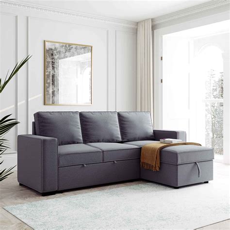 buy aty sectional sofa with pull out bed reversible l shape sleeper couch with storage and