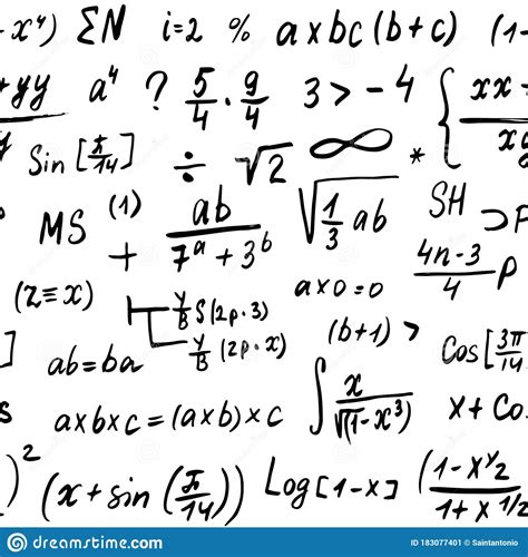 Maths Formulas Table On Vector White Background Mathematical Formula
