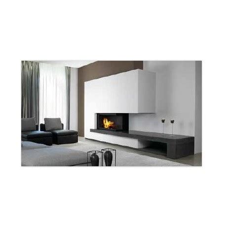 Disponible en acier noir ou platine. Insert 2 faces d'angle panoramique dans Chauffage bois a ...