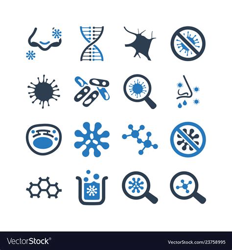 Biology Icons Blue Version Royalty Free Vector Image