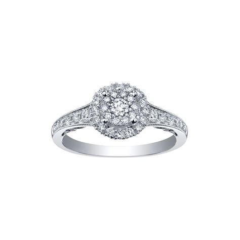 18ct White Gold Double Halo Diamond Ring Jewellery From Adams