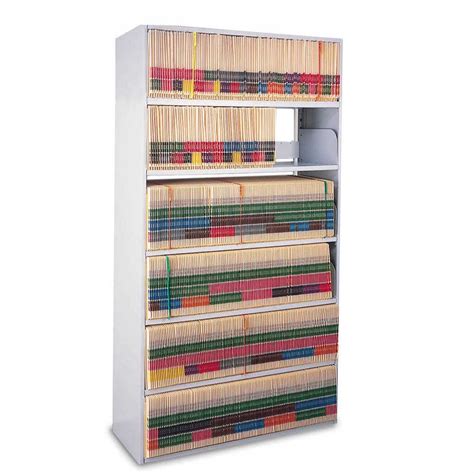 Rotating file cabinets offer increased access to files while reducing space requirements. Mayline 6-Tier 65"H Open Medical Shelving (Legal) | DEW ...