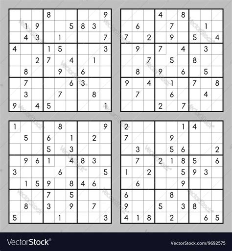 Sudoku Puzzles Royalty Free Vector Image Vectorstock Printable