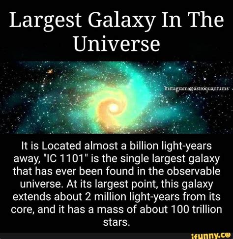 Largest Galaxy In The Universe It Is Located Almost A Billion Iight