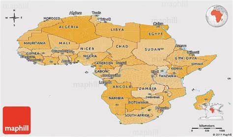 Political Shades Panoramic Map Of Africa Cropped Outside