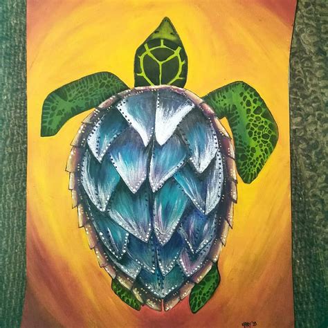 The Hawksbill Sea Turtle 🐢 Had So Much Fun Painting This Beautiful