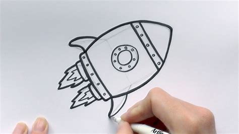 How To Draw A Cartoon Rocketship Youtube