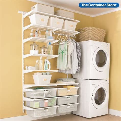 White Elfa Laundry Room | Laundry room storage shelves, Laundry room storage, Small laundry room ...