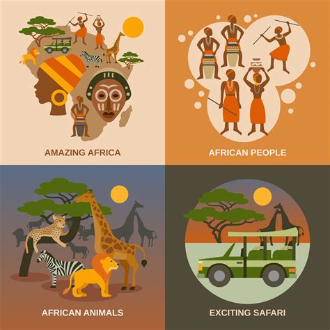 Africa Concept Icons Set 466941 Vector Art At Vecteezy