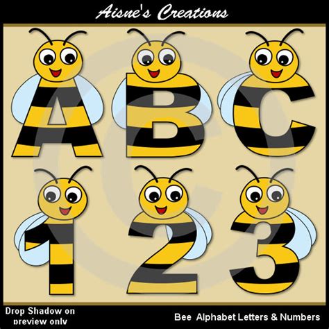 Bee Alphabet Letters And Numbers Clip Art Graphics Etsy