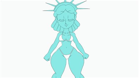 tansau statue of liberty animated animated 1girl ass ass shake bikini breasts