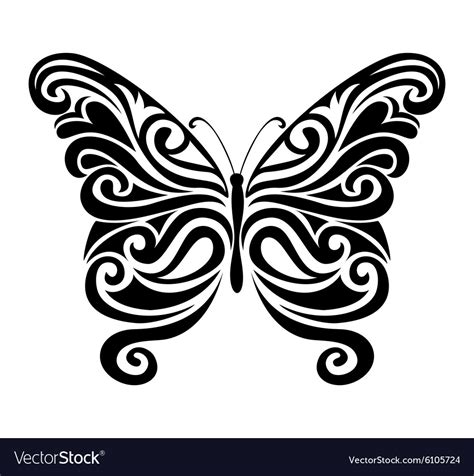 Ornamental Butterfly Silhouette Royalty Free Vector Image