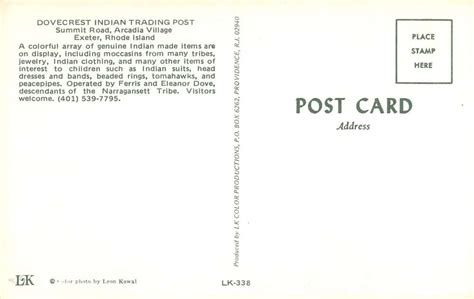 Exeter Rhode Island Dovecrest Indian Trading Post Vintage Postcard