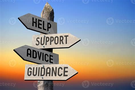 Help Support Advice Guidance Wooden Signpost 21864133 Stock Photo