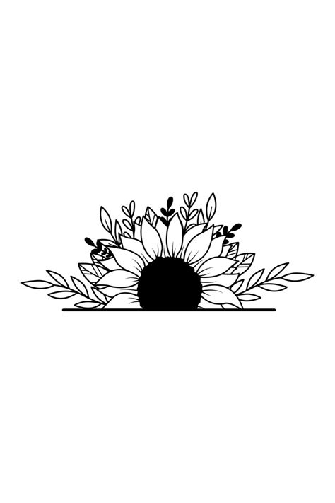 Half Sunflower Svg Sunflower Outline Drawing Sunflower Sketch