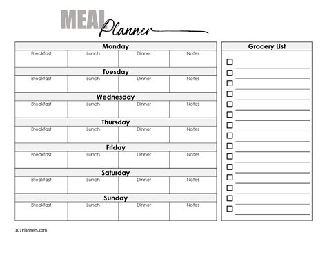 Editable Weekly Meal Planner Grocery List Printable Hot Sex Picture