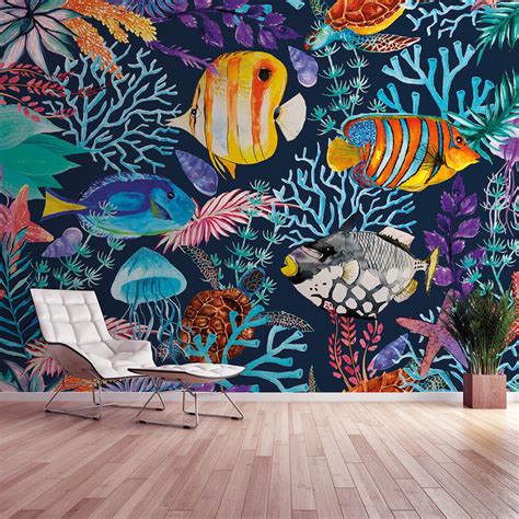 Underwater By Artist Blue Mural Wallpaper Direct