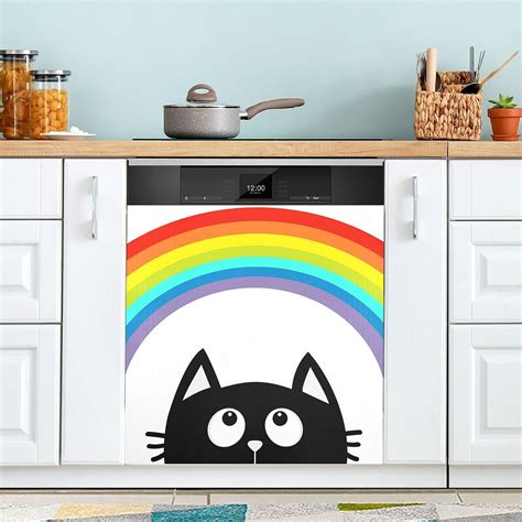 Amazon Cute Black Cat Dishwasher Magnet Cover Front Door Lgbt Pride Rainbow Decorative