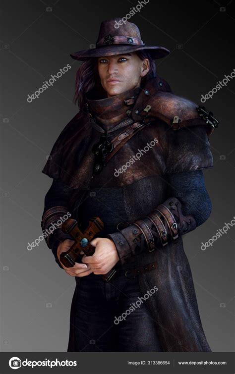 Urban Fantasy Witch Hunter Vampire Hunter Leather Coat Stock Photo By