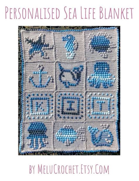 Personalised Sea Life Baby Blanket Create Your Own Bobble Etsy Puff