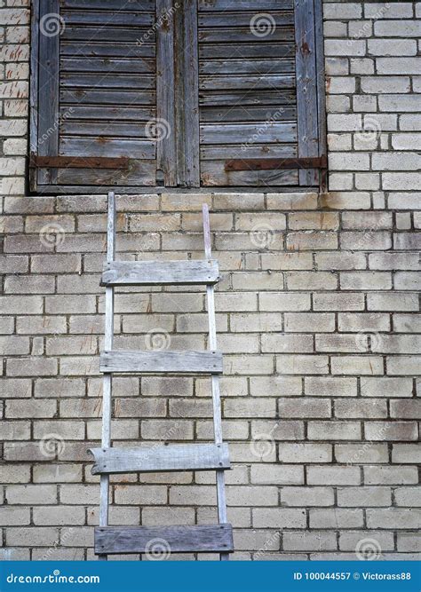 Ladder And Brick Wall Stock Image Image Of Overcoming 100044557